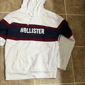 Hollister Blue and White Color-Block Hoodie